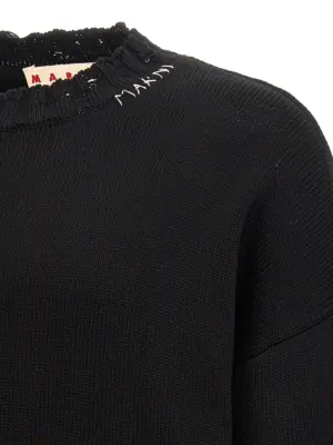 Destroyed effect sweater 100% cotton MARNI Black