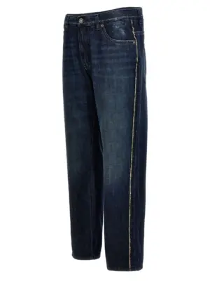 Fringed stitching jeans Man DOLCE & GABBANA Blue
