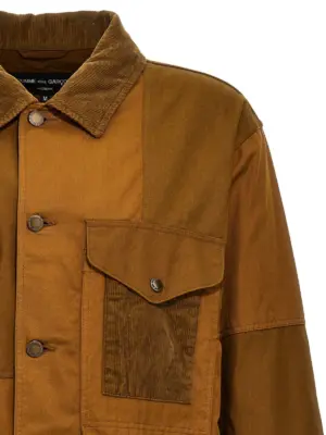 Ribbed velvet insert canvas jacket Man COMME DES GARҪONS HOMME Brown