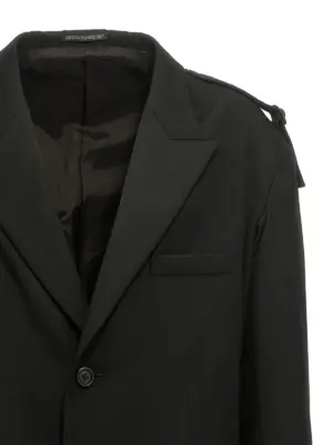 Single-breasted blazer with strap detail Man YOHJI YAMAMOTO Black