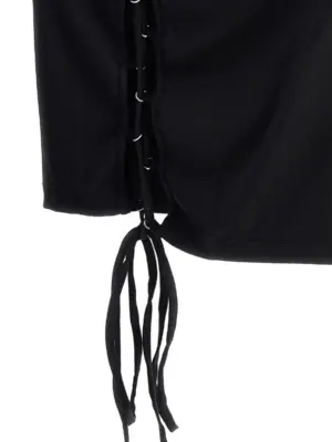 'Lace-up' dress 87% polyamide