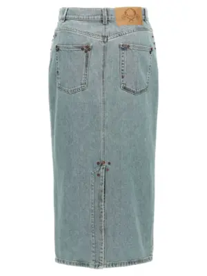 Rivets denim skirt J011854220349 MOSCHINO Light Blue