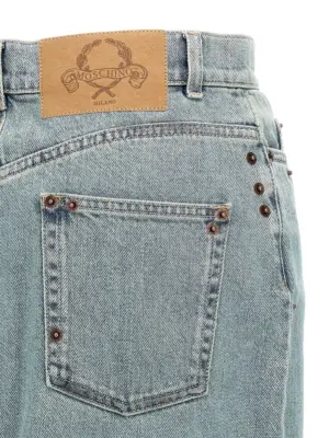 Rivets denim skirt 100% cotton MOSCHINO Light Blue