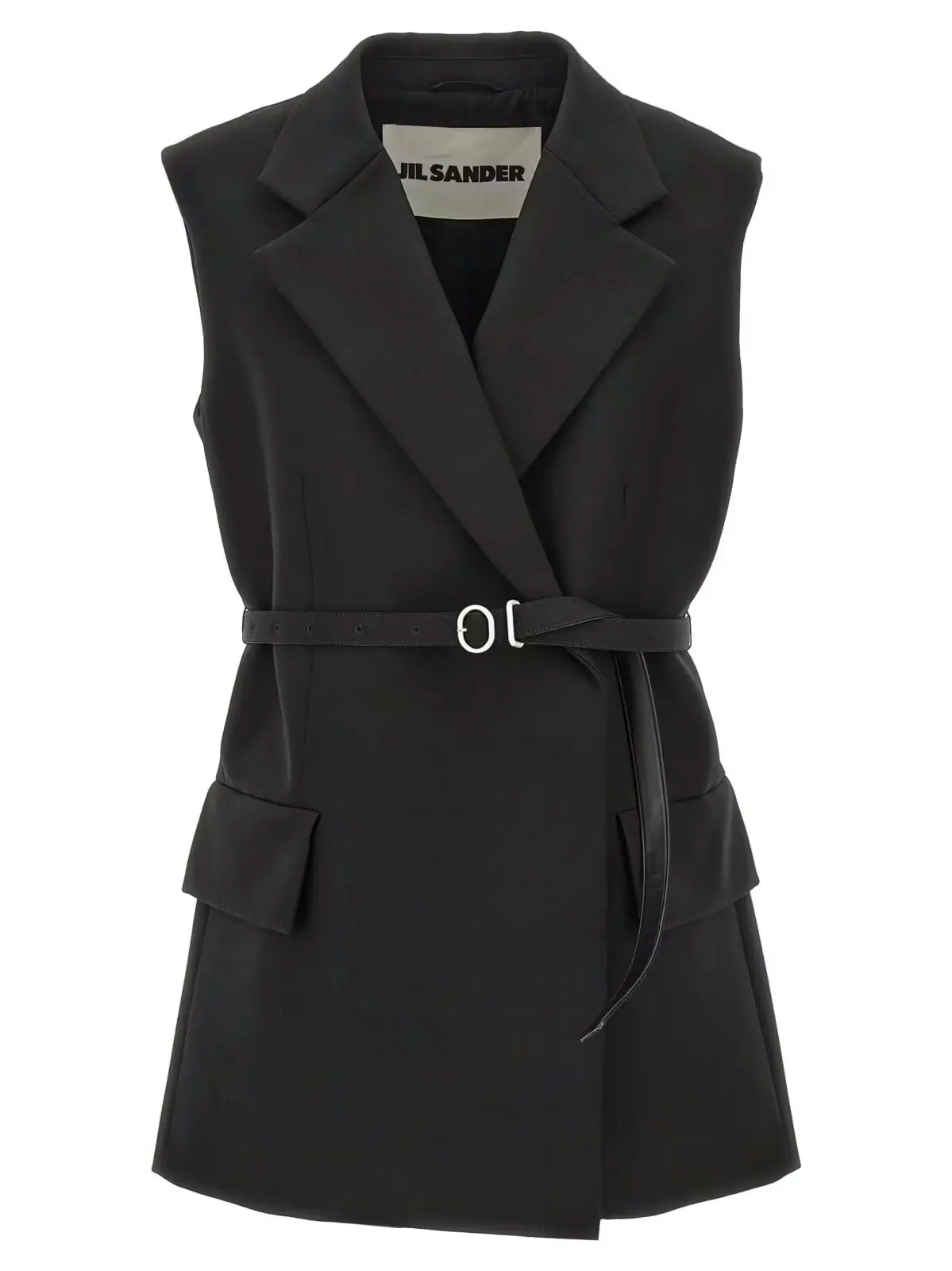 Жилет Jil Sander вовняний з поясом Чорний 1 Belt wool vest JIL SANDER Black