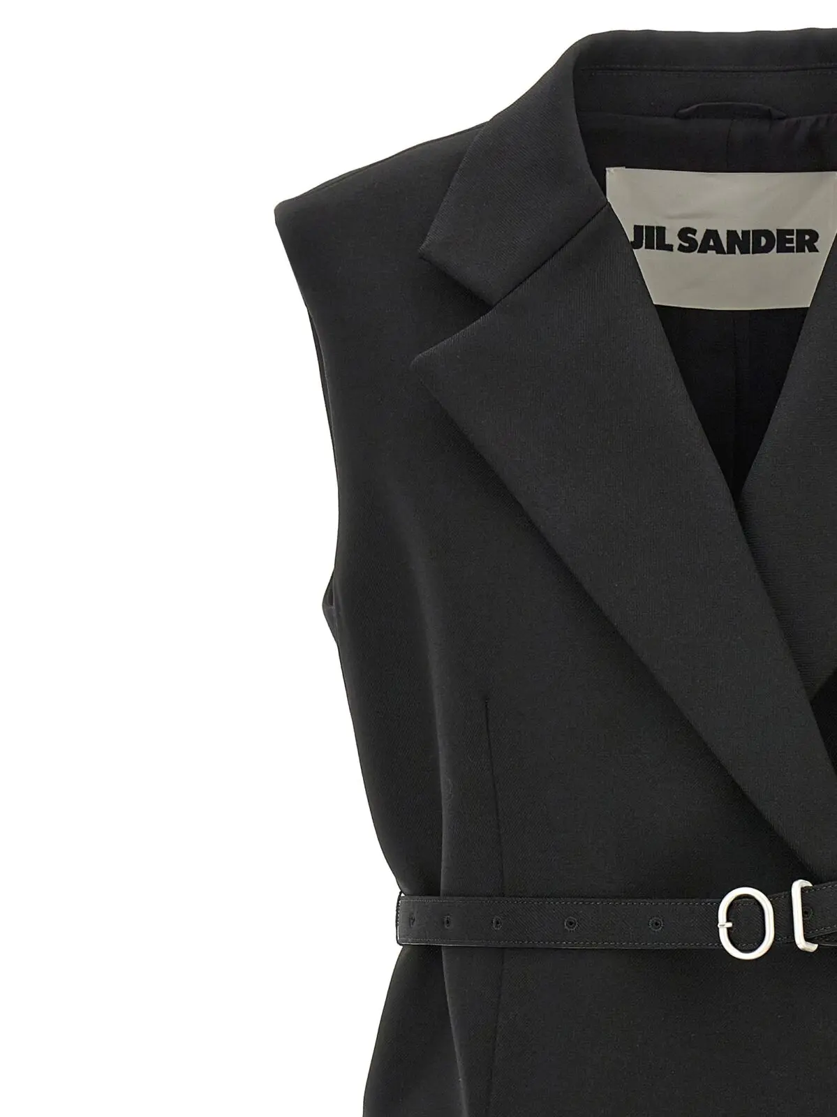 Жилет Jil Sander вовняний з поясом Чорний 3 Belt wool vest Woman JIL SANDER Black