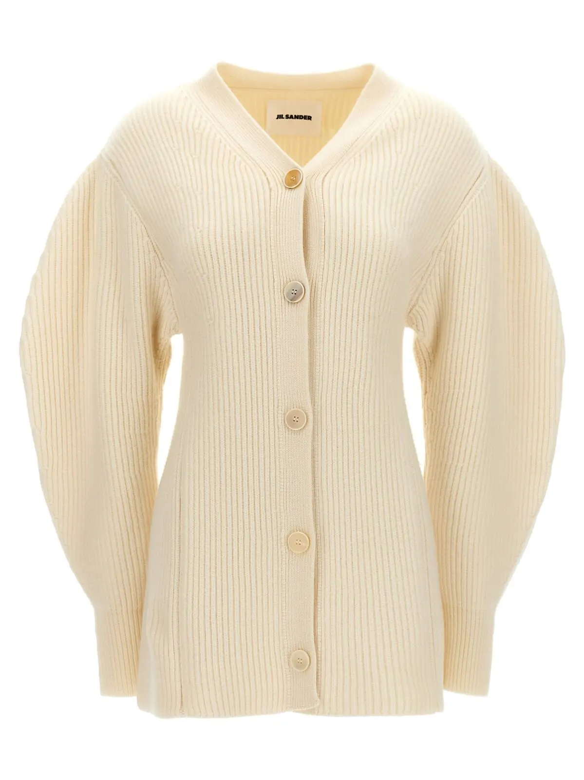 Ребристий кардиган Jil Sander Білий 1 Ribbed cardigan JIL SANDER White