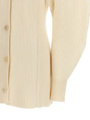 Ribbed cardigan 100% wool JIL SANDER White