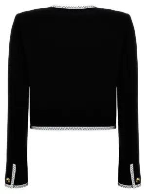 Crepe short jacket J050655170555 MOSCHINO White/Black