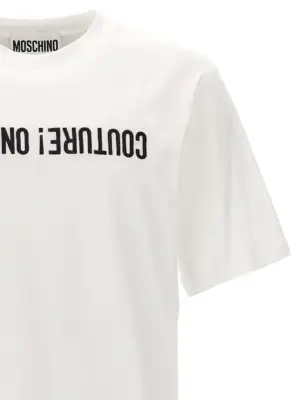 Logo embroidery t-shirt Man MOSCHINO White/Black