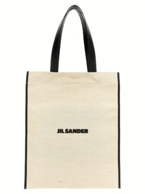 Medium 'Flat' shopping bag JIL SANDER White/Black