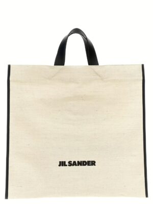 'Border Book Tote Square' shopping bag JIL SANDER White/Black