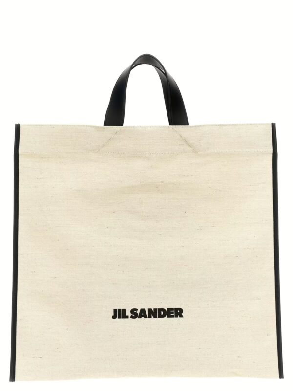 'Border Book Tote Square' shopping bag JIL SANDER White/Black