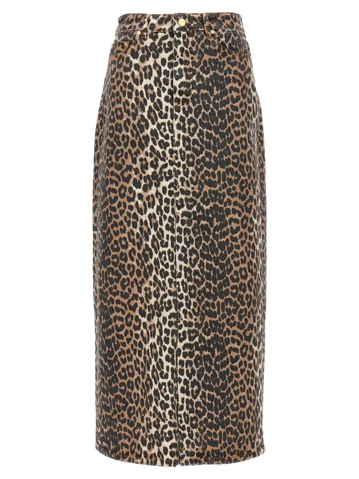 Спідниця Ganni З принтом тварин Довга Коричнева 1 Animal print long skirt GANNI Brown