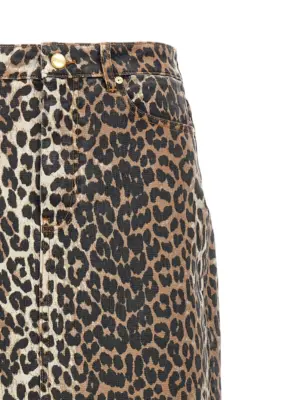 Animal print long skirt Woman GANNI Brown