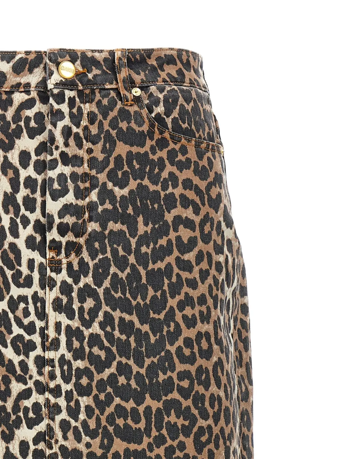 Спідниця Ganni З принтом тварин Довга Коричнева 3 Animal print long skirt Woman GANNI Brown