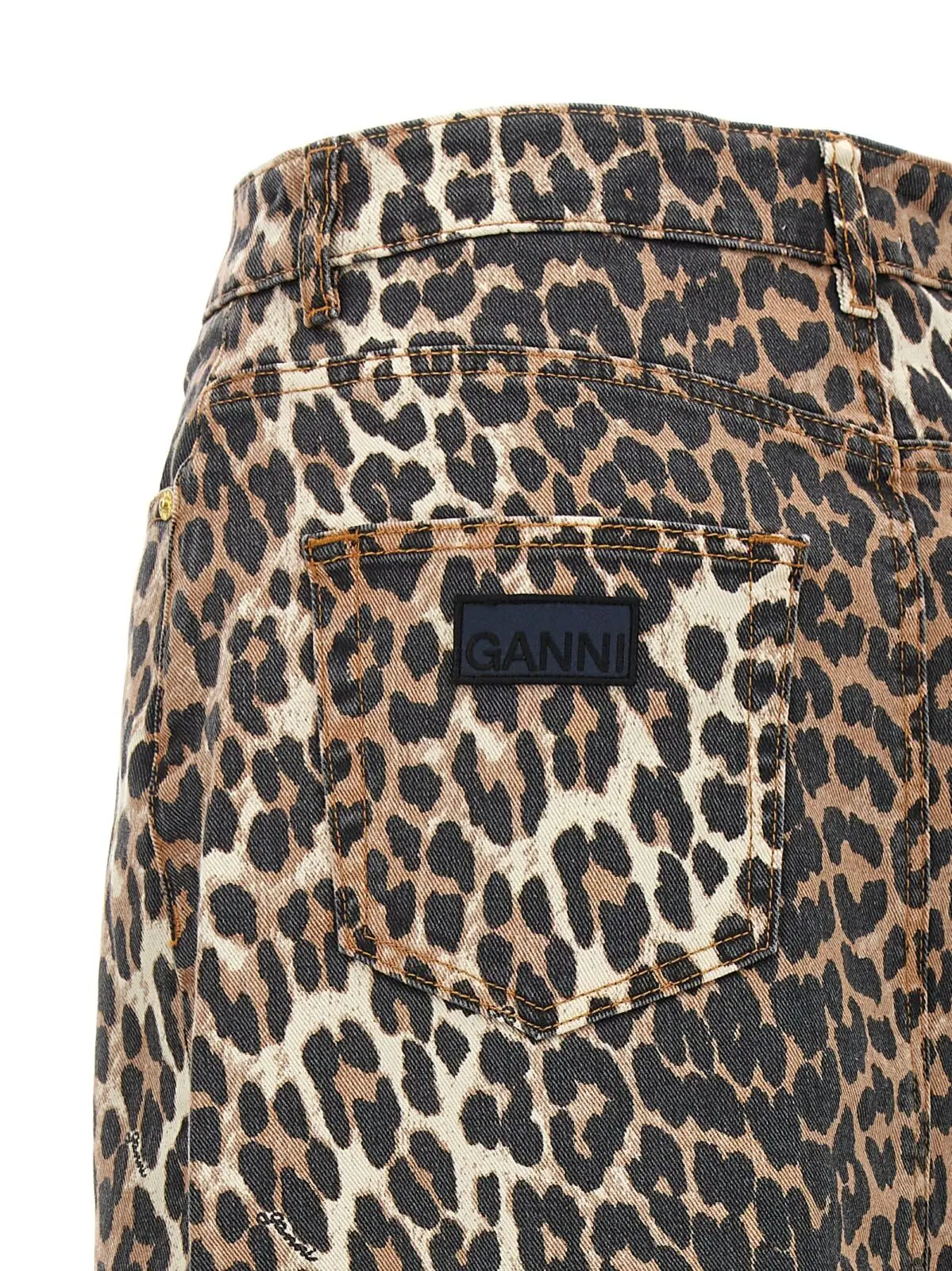Спідниця Ganni З принтом тварин Довга Коричнева 4 Animal print long skirt 99% organic cotton