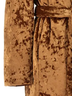 'Crushed velvet' coat 94% polyester 6% elastane ATLEIN Brown