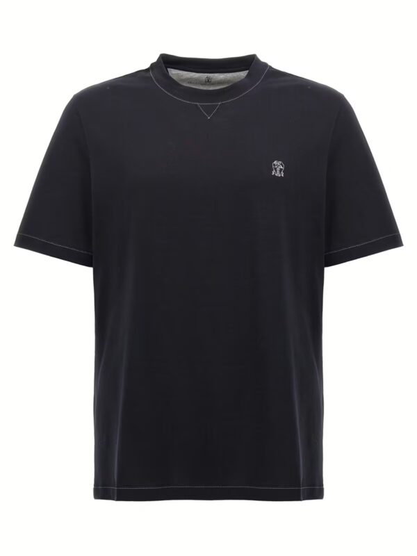 Logo embroidery t-shirt BRUNELLO CUCINELLI Blue