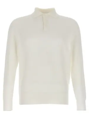 Ribbed polo shirt BRUNELLO CUCINELLI White