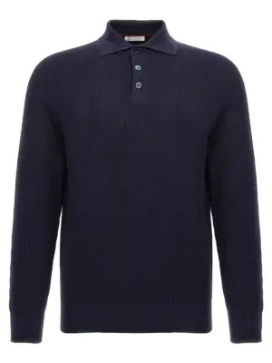 Ribbed polo shirt BRUNELLO CUCINELLI Blue