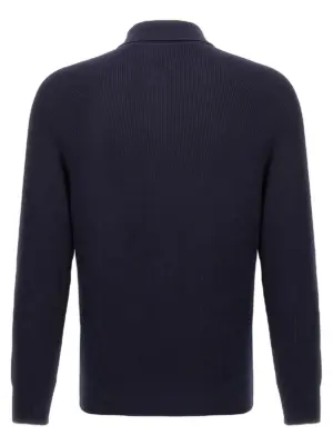 Ribbed polo shirt M29400105CW425 BRUNELLO CUCINELLI Blue