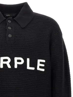 Logo embroidery sweater Man PURPLE Black