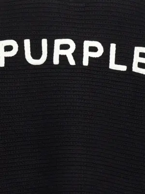 Logo embroidery sweater 100% wool PURPLE Black
