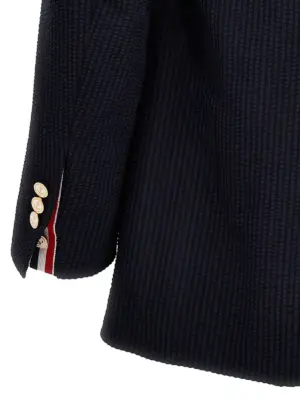 Single-breasted seersucker blazer 100% wool THOM BROWNE Blue