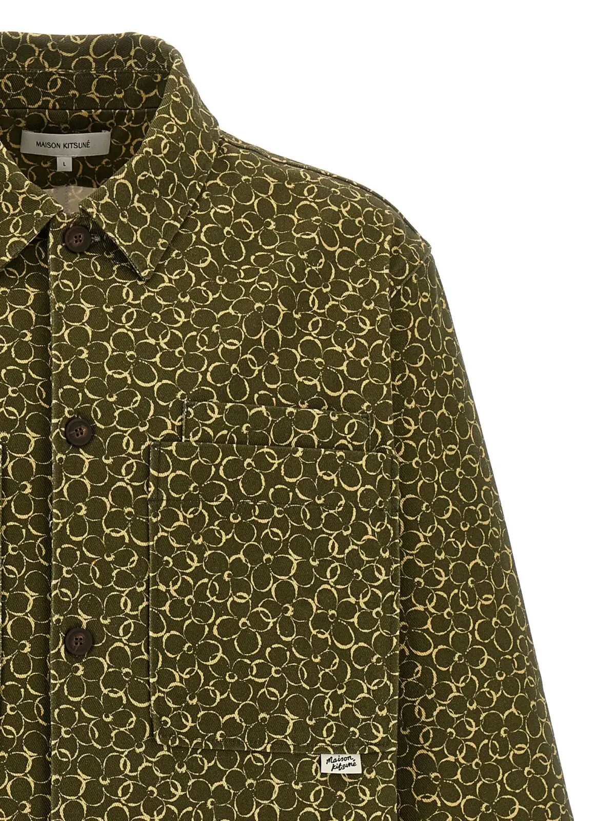 Овершерт з квітковим принтом Maison Kitsune Зелений 3 Floral print overshirt Man MAISON KITSUNE Green