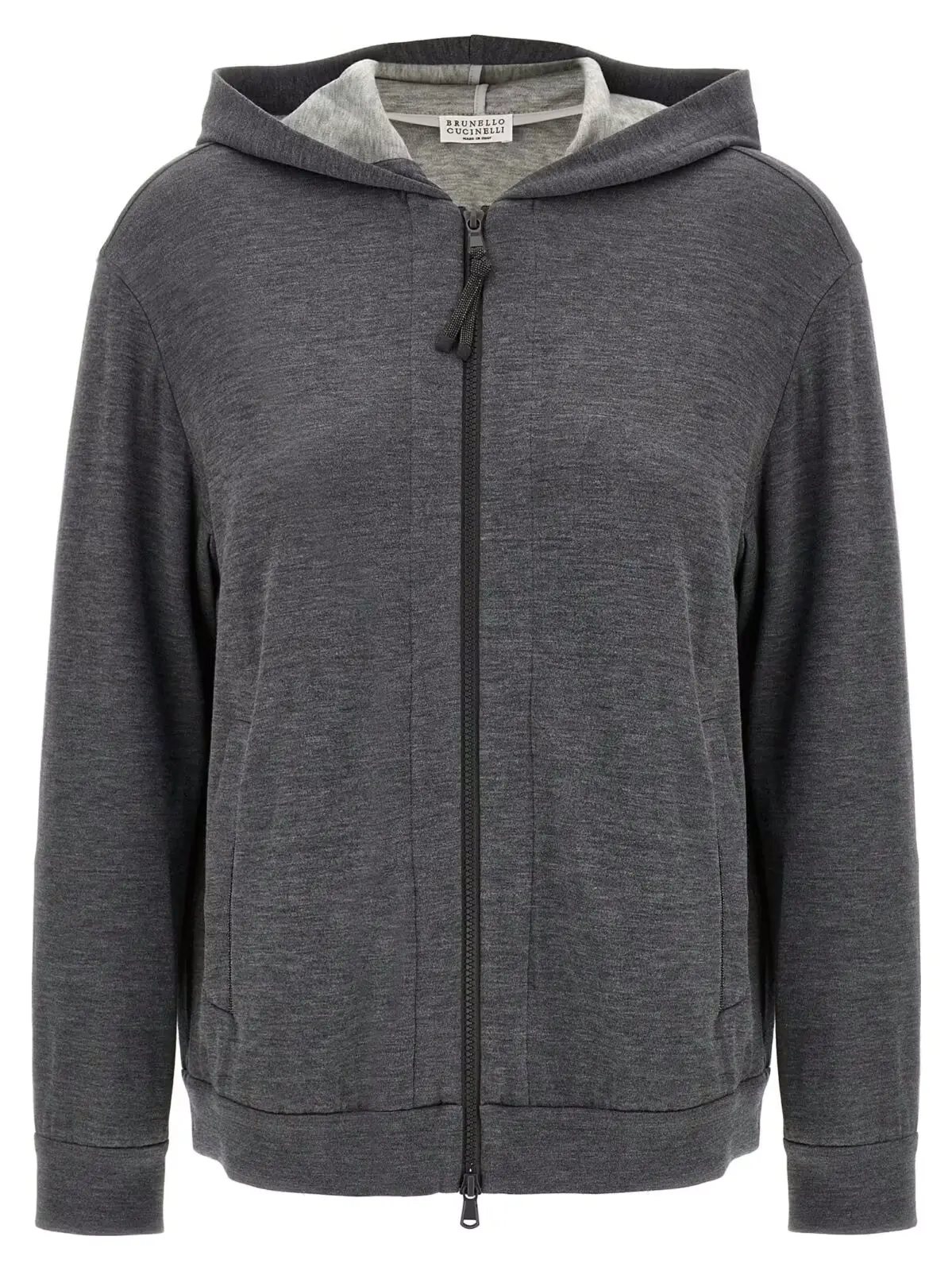 Худі Monile Brunello Cucinelli Сірий 1 'Precious Zipper Pull' Hoodie BRUNELLO CUCINELLI Gray