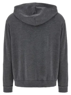 'Precious Zipper Pull' Hoodie MP828SB806C572 BRUNELLO CUCINELLI Gray