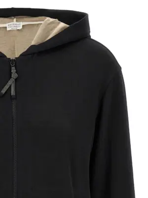 'Precious Zipper Pull' Hoodie. Woman BRUNELLO CUCINELLI Black