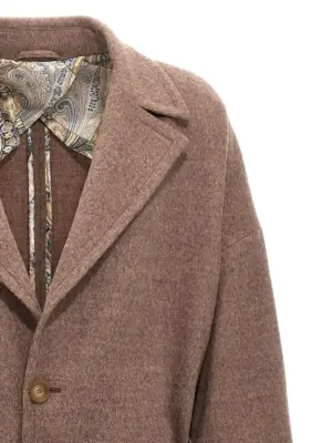 Single-breasted wool coat Man ETRO Beige