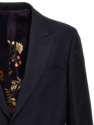 Single-breasted jacquard blazer Man ETRO Blue