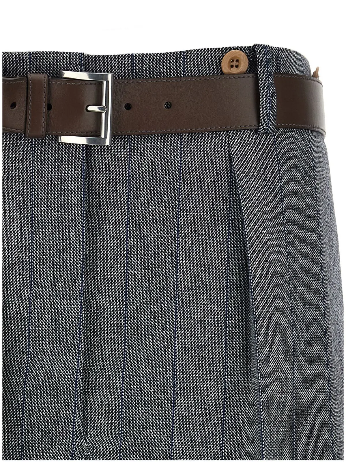Спідниця Prada вовняна в смужку Сіра 3 Striped wool skirt Woman PRADA Gray