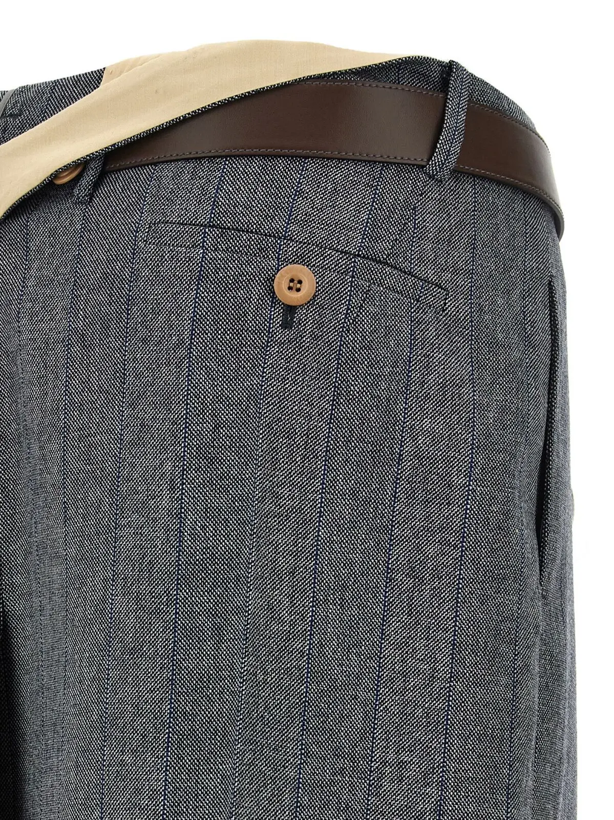 Спідниця Prada вовняна в смужку Сіра 4 Striped wool skirt 100% wool PRADA Gray