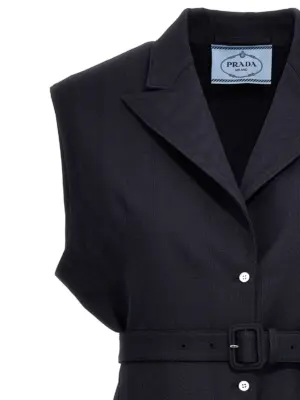 Belt wool vest Woman PRADA Blue