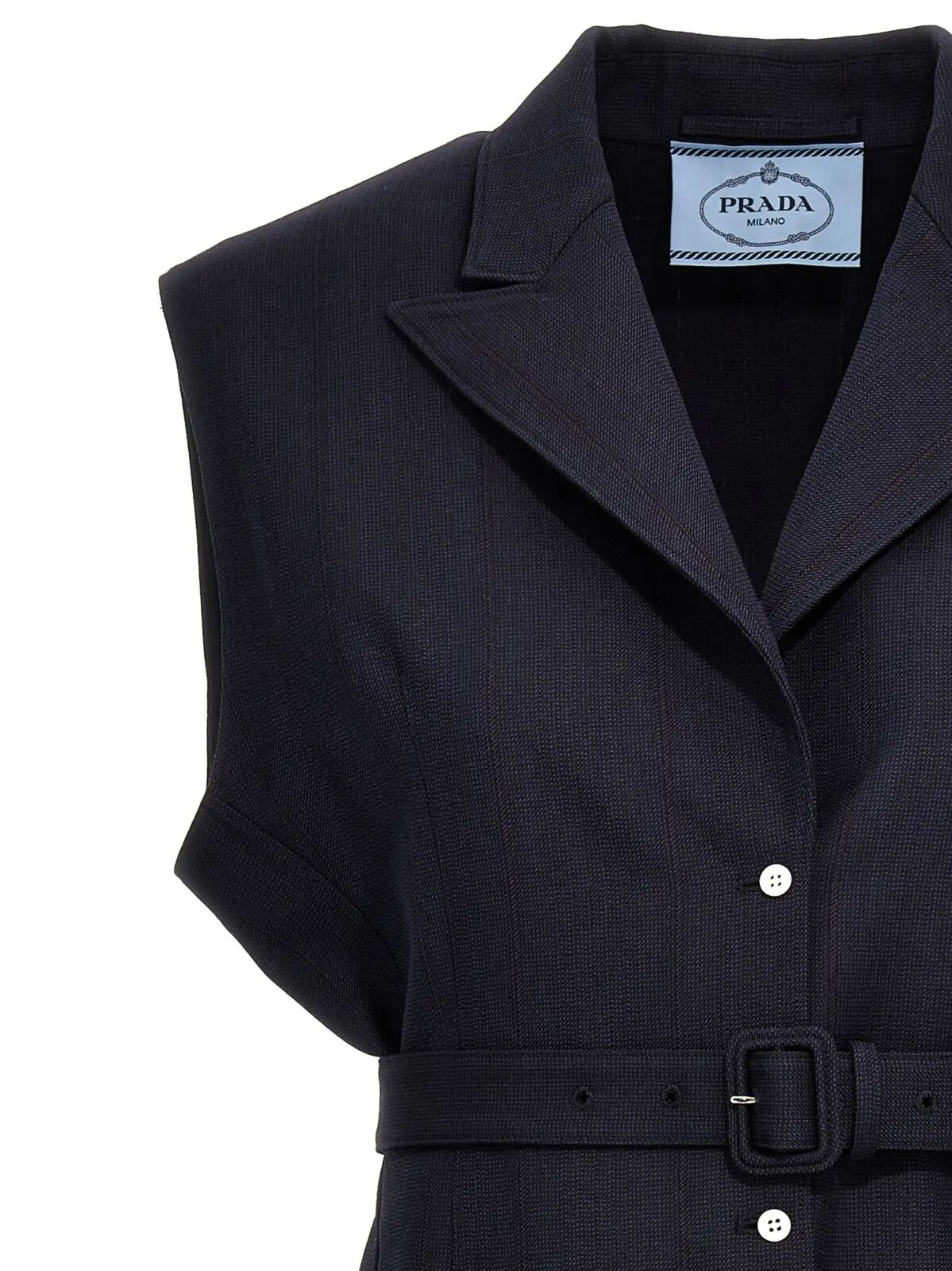 Жилет Вовняний Prada Синій 3 Belt wool vest Woman PRADA Blue