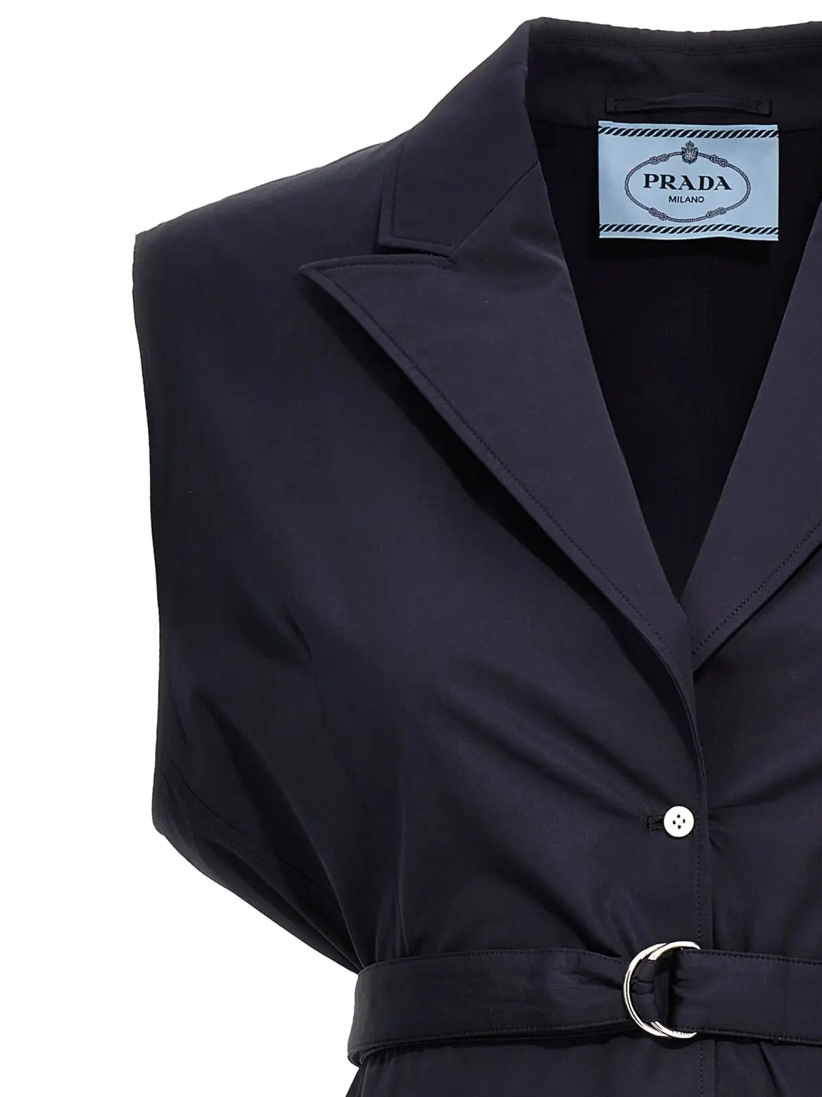 Жилет з попліну Prada Синій 3 Belt poplin vest Woman PRADA Blue