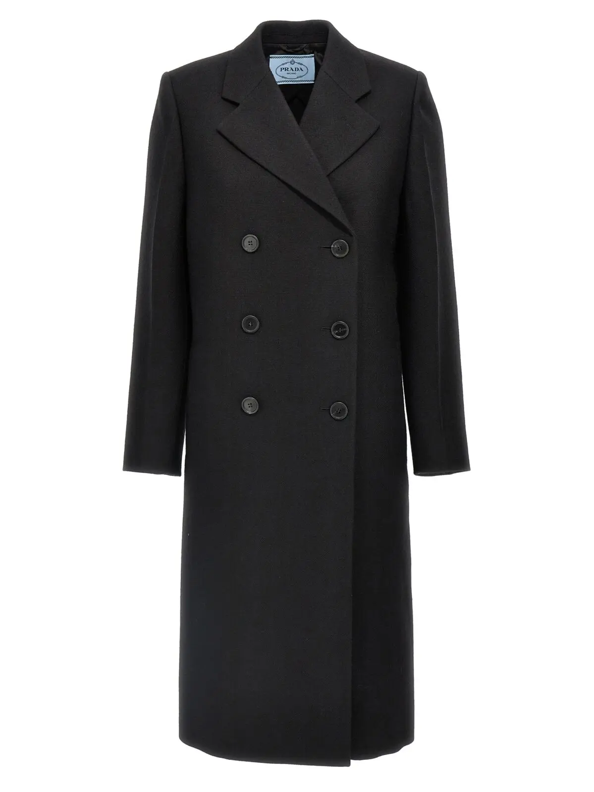 Двобортне пальто Prada Satin insert Чорне 1 Satin insert double-breasted coat PRADA Black