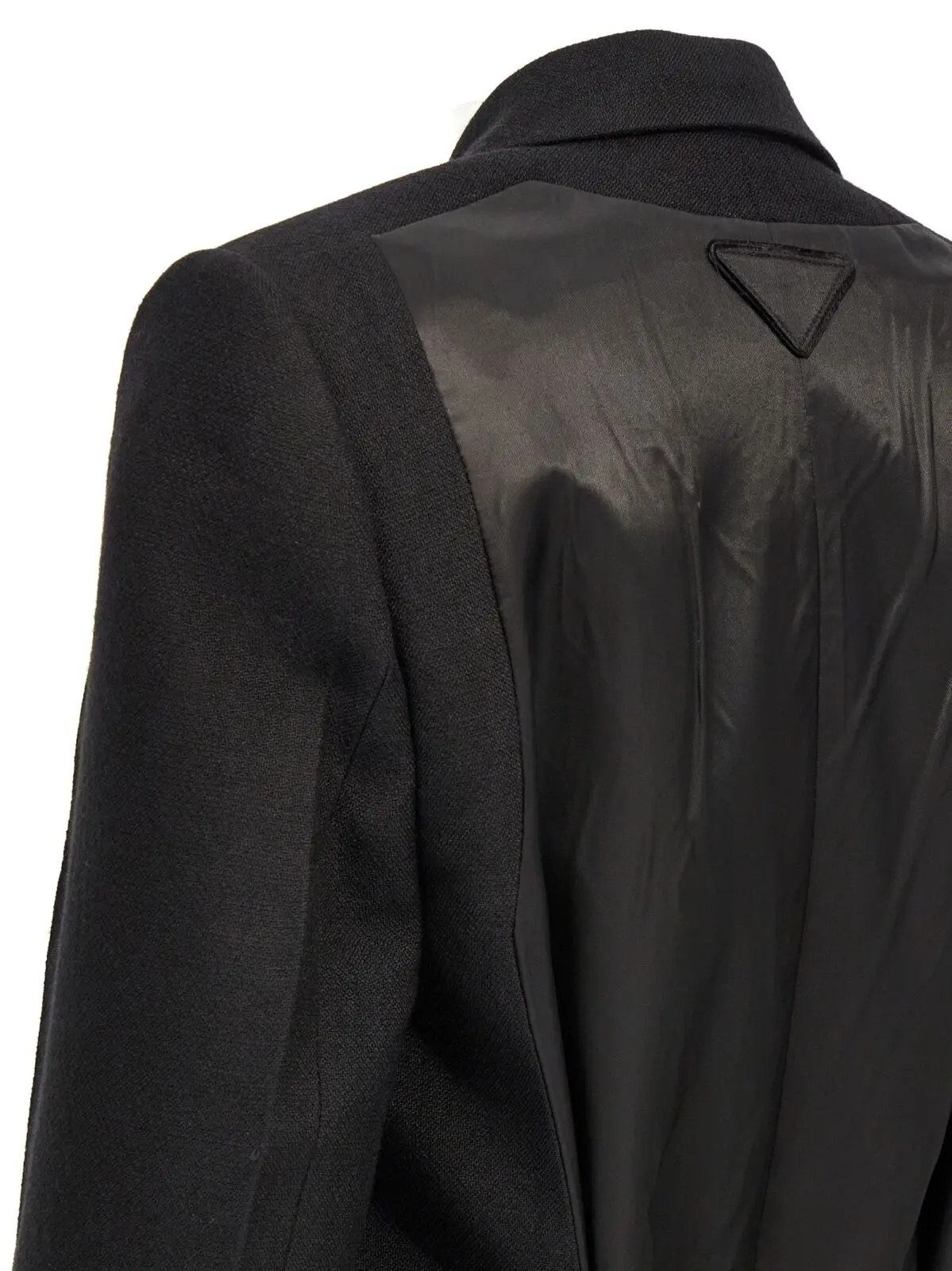 Двобортне пальто Prada Satin insert Чорне 4 Satin insert double-breasted coat 100% virgin wool PRADA Black