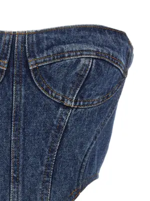 Denim bustier top Woman DAVID KOMA Blue