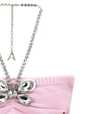 'Crystal Butterfly Knit Bandeau' top Woman AREA Pink