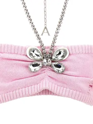 'Crystal Butterfly Knit Bandeau' top 90% cotton