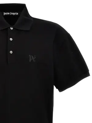 'Monogram' polo shirt Man PALM ANGELS Black