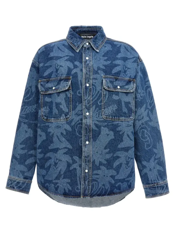 'Palmity Allover Laser' jacket PALM ANGELS Blue