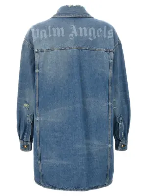 'Washed Logo' jacket PWYD021S24DEN00140404040 PALM ANGELS Light Blue