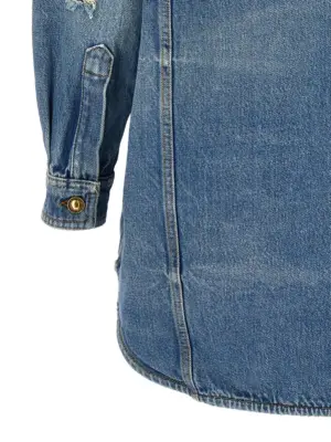 'Washed Logo' jacket 100% cotton PALM ANGELS Light Blue