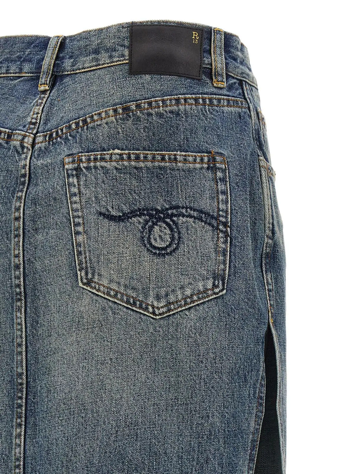 Спідниця R13 Devon Side Slit Синя 4 'Devon Side Slit' skirt 100% cotton R13 Blue