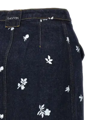 All-over embroidery skirt 100% cotton LANVIN Blue